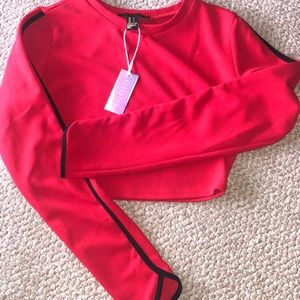 NWT red and black crop top